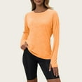 thumbnail image 1 of Women's Autumn Fitness Top with Thumbholes, Slim Fit Yoga Long Sleeve Shirt, Running Training Workout Top for Gym Exercise Athletic Wear Orange XL, 1 of 7