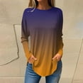 Women's Autumn Gradient Top Casual Chic Long Sleeve Round Neck T Shirt