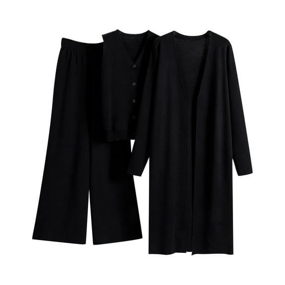 Women's Autumn Knitted Cardigan Tracksuit Set Fashion 3 Piece Outfit Cozy Sweater Pant Suit Casual Comfortable Stylish