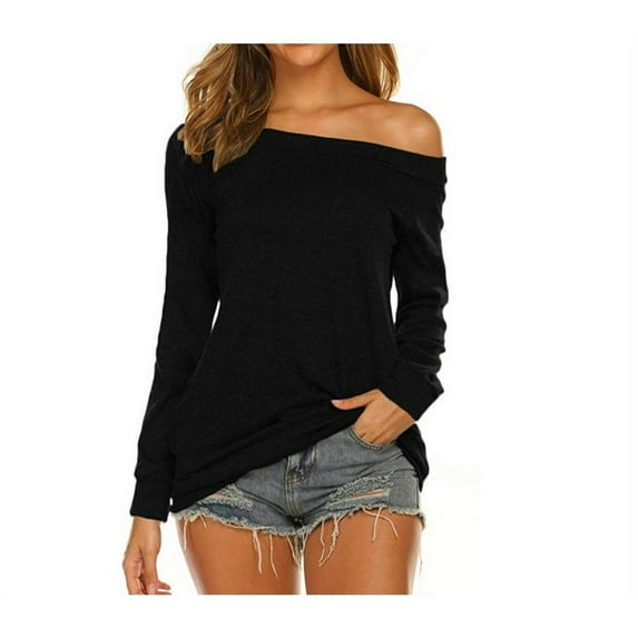 Women's Long-Sleeved T-shirt off-Shoulder Top
