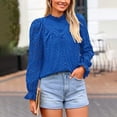 thumbnail image 1 of Women's Autumn Top Fashion Trumpet Long Sleeved Casual V Neck Button Hollow Lace Embroidery Shirt Loose Fit Womens Solid Color Top Womens T Shirts Workout Shirts Large Womens Foil Top Women T Shirt, 1 of 3
