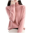 thumbnail image 1 of Women's Autumn Turtleneck Pullover Sweater Loose Fit Thick Knitted Top Casual Comfortable Warm Winter Fashion, 1 of 4