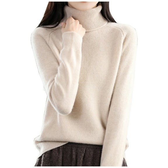 Women's Autumn Turtleneck Sweater, Loose Plus Size Thick Knitted Warm Base Shirt For Daily Wear