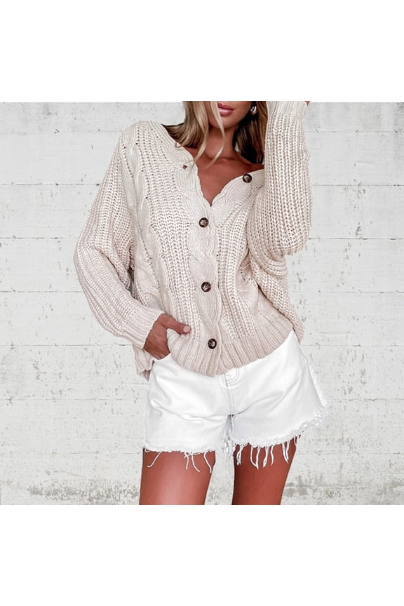 Women's Autumn And Winter Casual Knit Sweater Plus Size Hollow Knitted Button Sweater Coat Womens Long Wool Cardigan Distressed Back Sweater Leopard Print Button down Cardigan Women's Dress Coats Open