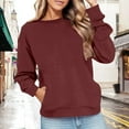 thumbnail image 1 of Women's Autumn/Winter Casual Solid Color Round Neck Long Sleeved Hooded Sweatshirt, 1 of 4