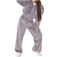 thumbnail image 1 of Women's Autumn Winter Casual Velour Suit Two Piece Set Comfortable Stylish Trousers Outfit for Girls Sports and Daily Wear, 1 of 2