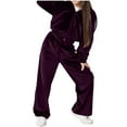 thumbnail image 1 of Women's Autumn Winter Casual Velour Suit Two Piece Set Comfortable Stylish Trousers Outfit for Girls Sports and Daily Wear, 1 of 2