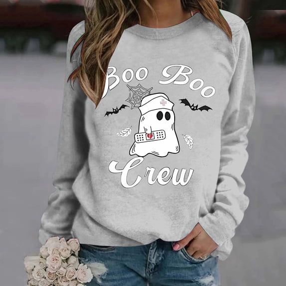 Women's Autumn And Winter Fashion Printed Round Neck Long Sleeve Casual Sports Sweatshirt (1) Cute Long Shirt Baggy Sweat Shirts Women Cropped Sweatshirt Cold Weather Hoodies Women Distressed Top