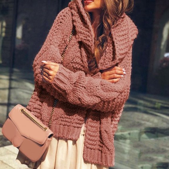 Women's Autumn And Winter Heavy Needle Sweater Women's Thickened Fashion Loose Cardigan Coat Womens Open Cardigan Fuzzy Coats Open Front Cardigan Knit Long Knit Sweaters for Women Open Front Knit