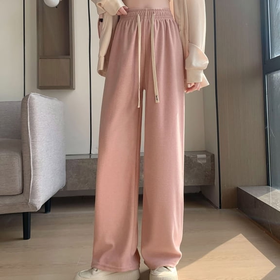 Women's Autumn And Winter High Waisted Slouchy Wide Leg Pants Loose Straight Leg Casual Pants Womens Work Bottoms Pant Suits for Women Casual 50 plus Women Pants Casual High Waist Dress Pants for