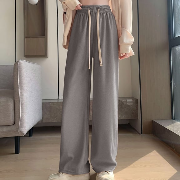 Women's Autumn And Winter High Waisted Slouchy Wide Leg Pants Loose Straight Leg Casual Pants Womens Work Bottoms Pant Suits for Women Casual 50 plus Women Pants Casual High Waist Dress Pants for
