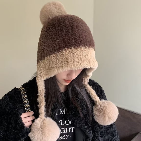 Women's Autumn Winter Knit Hat, Plush Crochet Slouchy Beanie, Large Head Size Fisherman Cap, Warm Wool Blend Cold Weather Hat, Oversized Slouch Cap, Unisex Design - Coffee