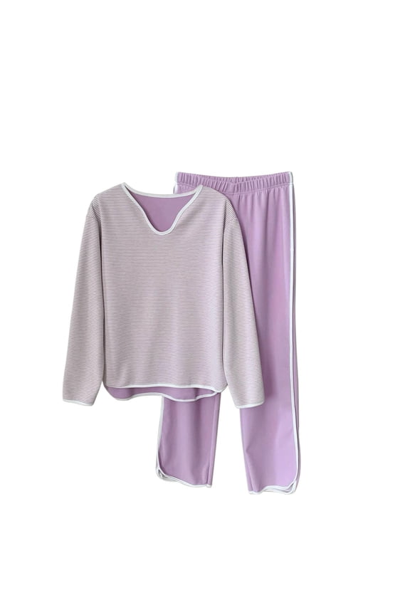 Women's Autumn Winter Knitted Sweater Set U-Neck Long Sleeve Wide Leg Pants Two-Piece Knitted Ensemble Fashionable Casual Wear