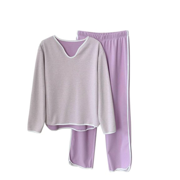 Women's Autumn Winter Knitted Sweater Set U-Neck Long Sleeve Wide Leg Pants Two-Piece Knitted Ensemble Fashionable Casual Wear