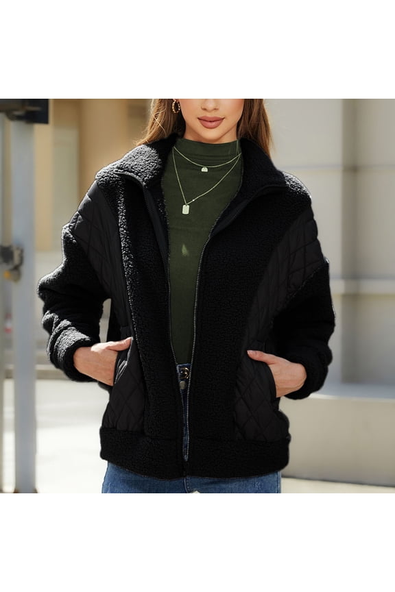 Women's Autumn And Winter New Fashionable Long Sleeved Cardigan Zipper Splicing Women's Coat Winter for Women Winter Jacket Women Designer Wool Coats for Women Famous Coat Women down Jackets Womens