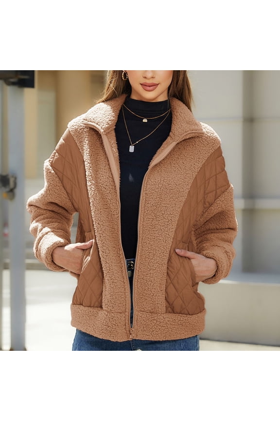 Women's Autumn And Winter New Fashionable Long Sleeved Cardigan Zipper Splicing Women's Coat Winter for Women Winter Jacket Women Designer Wool Coats for Women Famous Coat Women down Jackets Womens