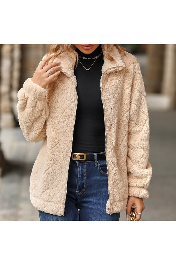 Women's Autumn And Winter New Long Sleeve Cardigan Zipper Coat Sweaters with Zipper for Women Winter Jacket Women Casual Wrap Jacket Sweater Jacket Womens Ladies Jackets Leather Jacket Women under 30