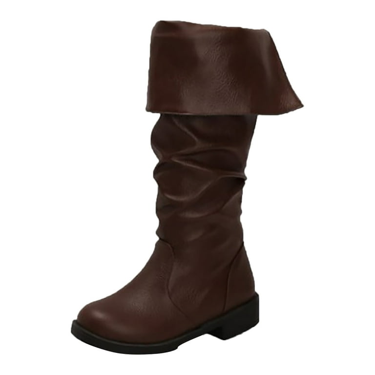 Women s Autumn and Winter Over The Knee Sock Boots for Women Small Calf New Flanging Two Piece Womens Boots Mid Calf with Zipper Cowboy Windpleated Mid Boots Walmart