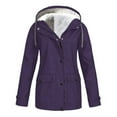 thumbnail image 1 of Women's Autumn Winter Plus Velvet Jacket Outdoor Mountaineering Hooded Coat Warm Winter Windbreaker Snowboarding Jackets, Purple, 1 of 7