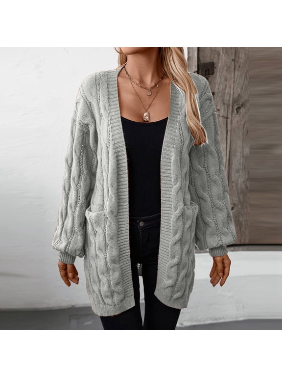 Women's Autumn And Winter Retro Popular Mid Length Knitted Cardigan Sweater Jacket Cardigan Long Sweater Ladies Summer Cardigans plus Size Sweaters for Women Petites Sweaters Kimono Cardigan Fall