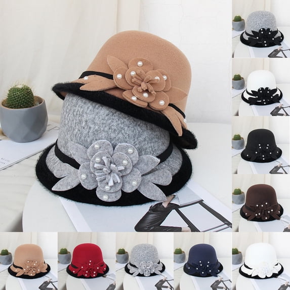 Women's Autumn Winter Round Top Casual Bowler Hat Small Basin Cap Warm Style