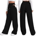 thumbnail image 1 of Women's Autumn And Winter Solid Color Casual And Comfortable Sports Pocket Lace Up Wide Leg Straight Leg Sweatpants Fancy Clothes for Teens Pant Women Pencil Pants for Women Casual Womens Pants Casual, 1 of 9