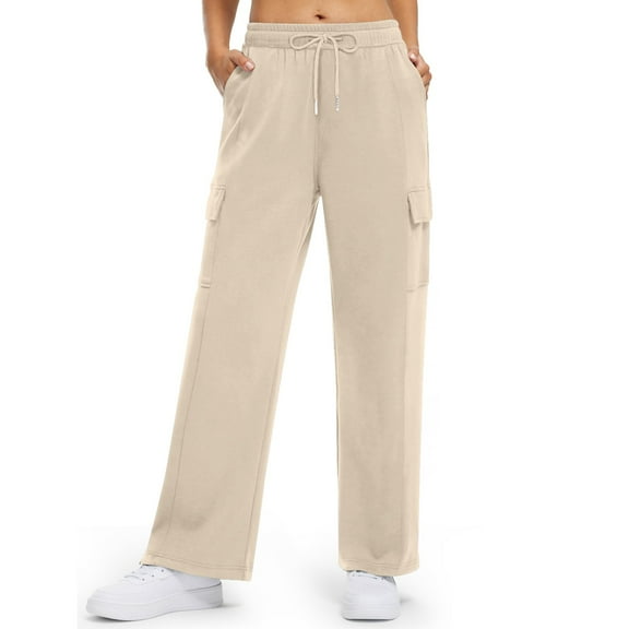 Women's Autumn And Winter Solid Color Drawstring Pocket Straight Leg Wide Leg Casual Sweatpants Teen Pants Soft Pants for Women Casual Wide Leg Cover up Pants Womens Pants Casual with Pockets Women