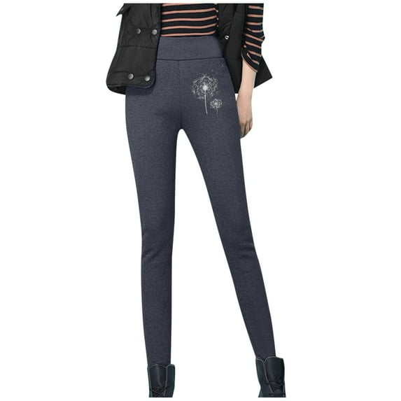 Women's Autumn Winter Solid Color Flower Prints Workout Home Warm Elastic Waist Plush Trousers Pants Leggings Women's Thermal Underwear Bottoms Pack Mens Silk Long