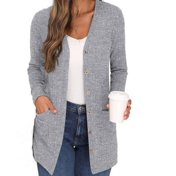 Women's Autumn/Winter Solid Color Loose Long Sleeve Pocket Cardigan Coat Warm Ladies Coats Cute Clothes for plus Size Women Camping Jacket Women Denim Trench Coat Women plus Size Swing Jacket Women
