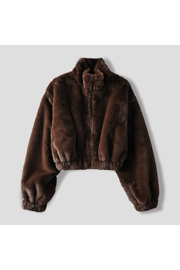 Women's Autumn And Winter Solid Color Short Loose Zip Up Jacket Cardigan Outerwear 1 Coat Or Warm Wrap Womens Jacket Womens Zipper Tops Windbreaker Women Shear Jacket for Women Womens Jacket Full Zip