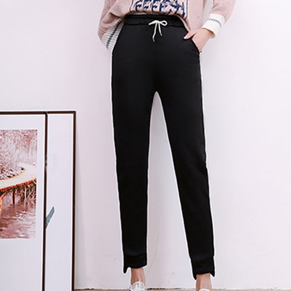 Women's Autumn Winter Solid Color Workout Home Warm Elastic Waist Trousers Pants Leggings Womens Snow Pants Long Warmest Long Underwear Women Thermal Long Women Cold Weather Pants Women Base Layer