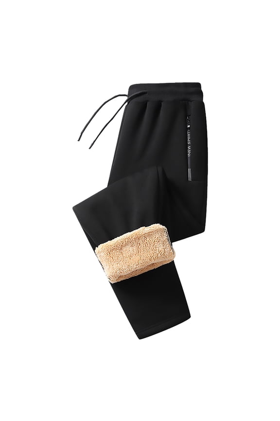 Women's Autumn Winter Thermal Fleece Lined Pants, High Waist Elastic Waistband Solid Color Casual Trousers with Pockets for Home Workout, Lounge, Cold Weather Protection, and Everyday Comfort Black
