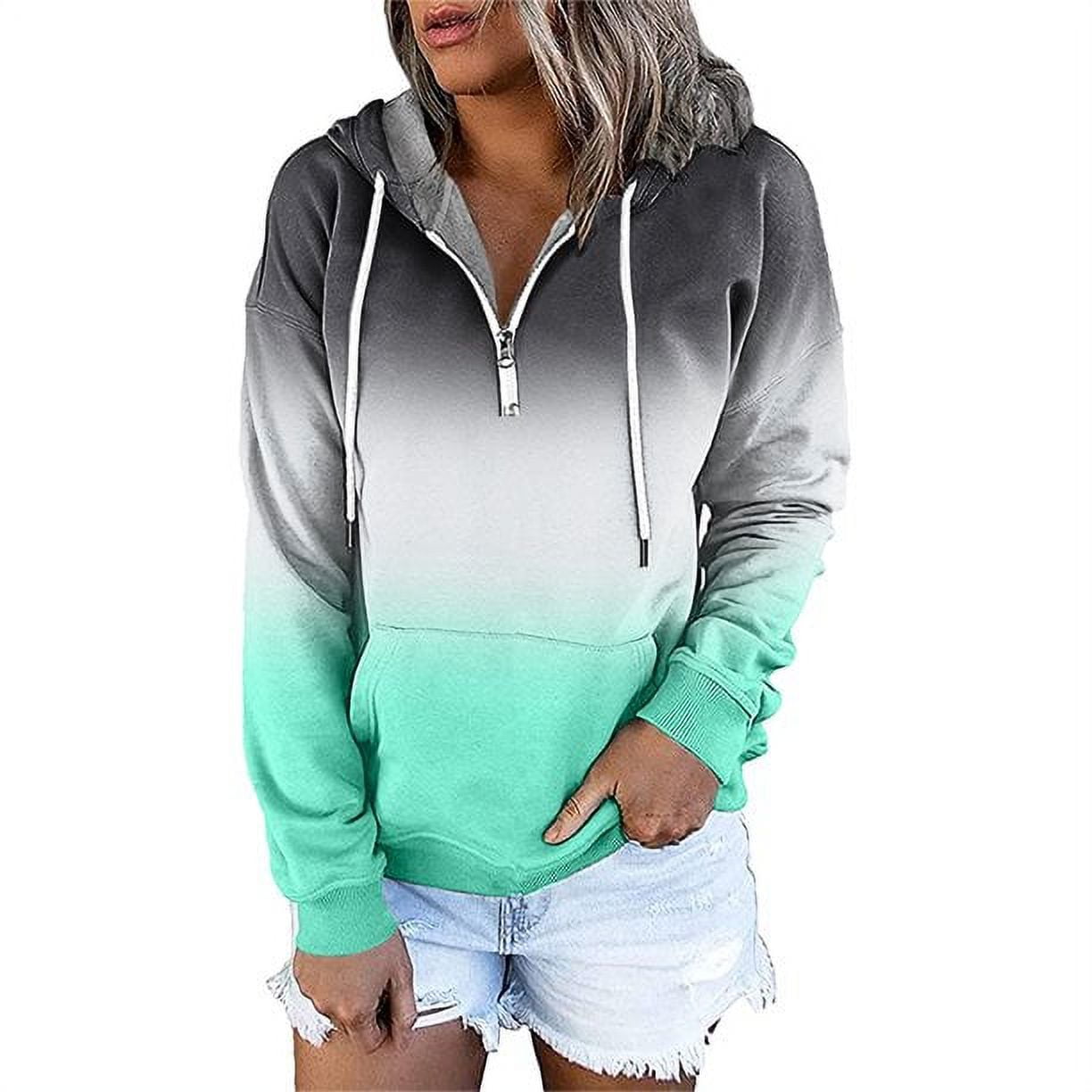 Womens Autumn Winter Tie Dye Hooded Pullover Sweatshirt Drawstring