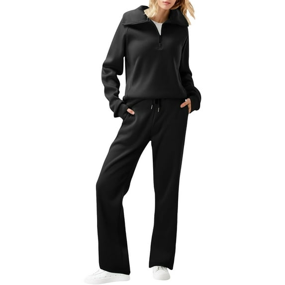 Women's Autumn Winter Two Piece Suit Oversized Zipper Sports Shirt Wide Leg Pants Casual Trousers Set Comfortable Stylish Outfit