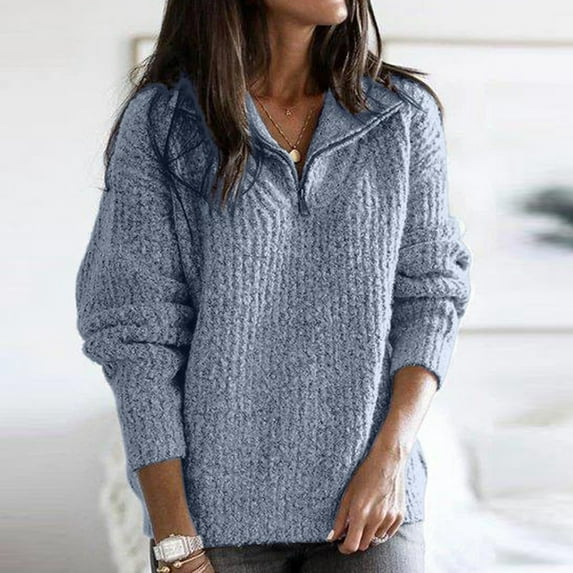 Women's Autumn/Winter Zip Up Long Sleeve Knitted Sweater Cardigan Girls Sweatshirt Woman Light Weight Sweaters Quarter Zip Pullover Women Fuzzy Tan Sweatsuit M Sweaters for Women Sweatpants And