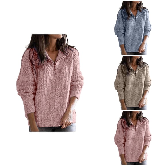 Women's Autumn/Winter Zip Up Long Sleeve Knitted Sweater Cardigan