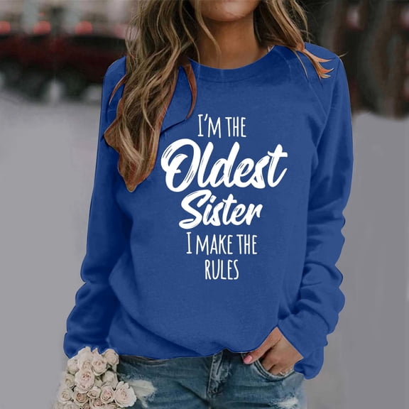 Women's Autumn and Winter Casual Letter Printed Round Neck Sweatshirt
