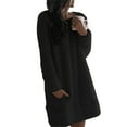 thumbnail image 1 of Women's Autumn and Winter Plush Dress Round Neck Simple Casual Straight Plush Dress Long Sleeve Dresses, 1 of 4