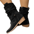 thumbnail image 1 of Women's Autumn and Winter Side Zipper Low Boots Low Heel Elegant Suede Round Toe Casual, 1 of 4