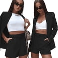 thumbnail image 1 of Women's Autumn and Winter Solid Color Suit Shorts Set with Belt, 1 of 1