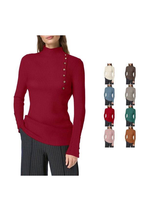 Women's Autumn/winter Warm Solid Color Half Turtleneck Button Down Sweater Top Dharma Sweatshirt Athletic Sweaters for Men Sweaters for Grandma Zipper Sweatshirt No Hoodover Mens Big and Tall