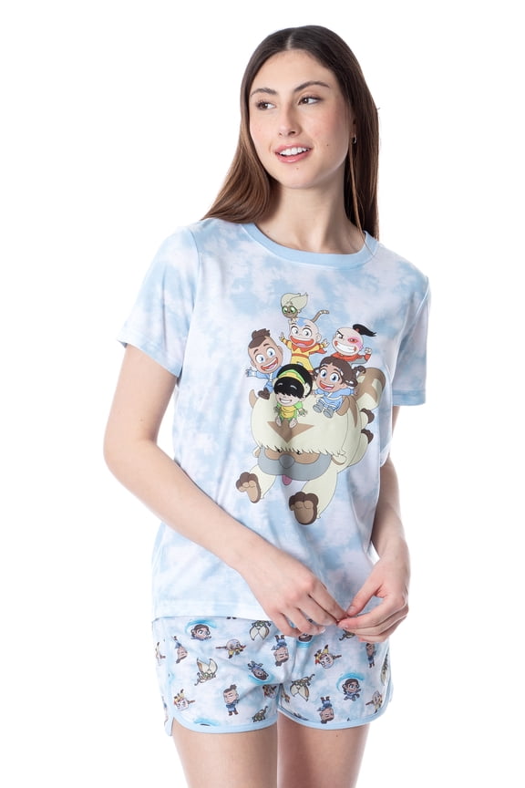 Women's Avatar The Last Airbender Chibi Tie-Dye Sleep Pajama Set Short
