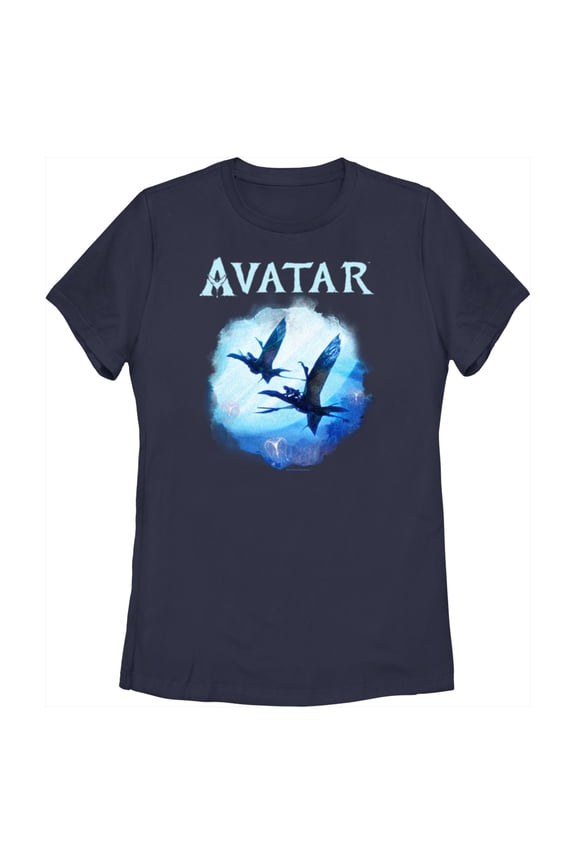Women's Avatar: The Way of Water Great Leonopteryx Flight Logo  Graphic Tee Navy Blue Medium