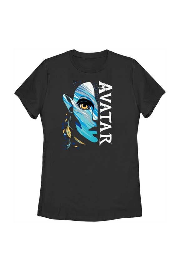 Women's Avatar: The Way of Water Neytiri Half Face Logo  Graphic Tee Black X Large
