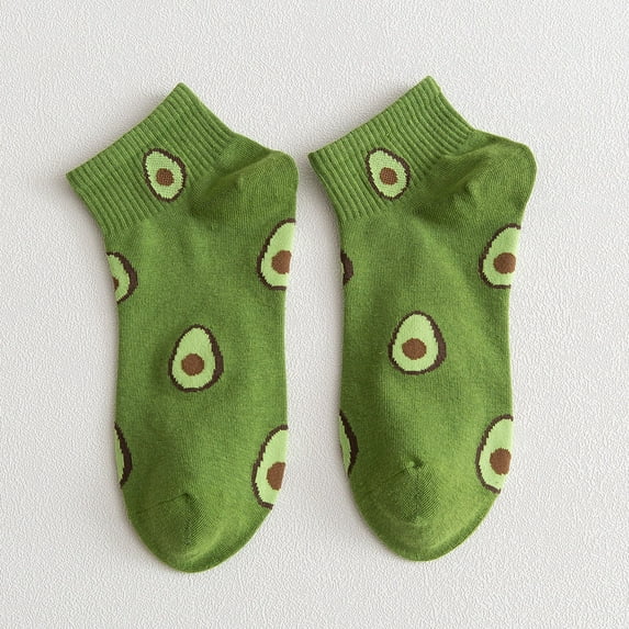Women's Avocado Ankle Socks Non Slip Cotton for Casual Stability and Comfort 2 Pairs - One Size Fits Most, Green