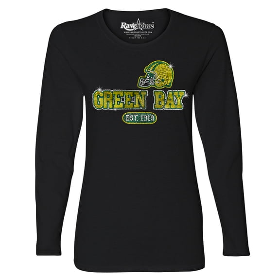 Women's Awesome Football Rhinestone Bling Long Sleeve Shirt