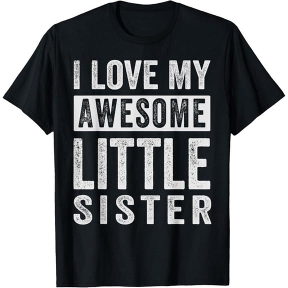 Women's Awesome Little Sister Graphic Cotton T Shirt Comfortable Short Sleeve Round Neck Top Black S-5XL