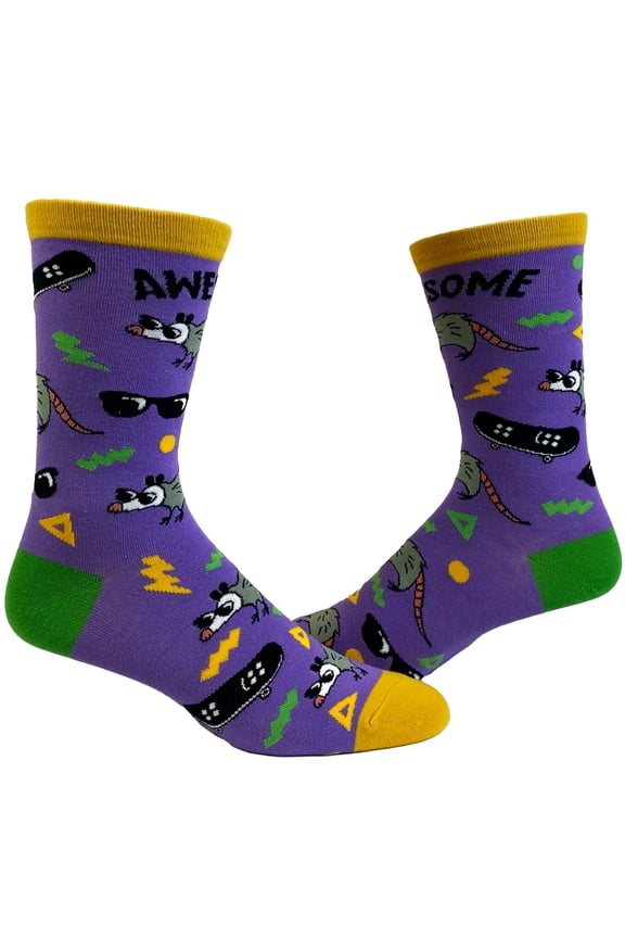 Women's Awesome Oppossum Socks Funny Cool Rad Sunglasses Retro Graphic Novelty Footwear