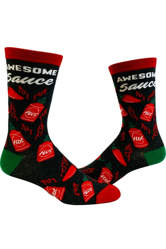 Women's Awesome Sauce Socks Funny Spicy Hot Sauce Lover Graphic Novelty Footwear