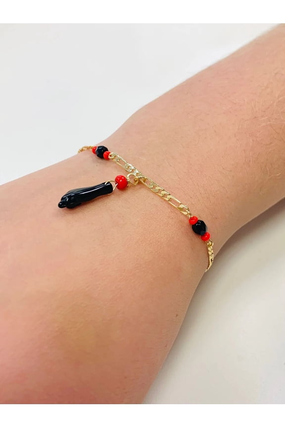 Women's Azabache Bracelet / Azabache Bracelet 7.25" / Gold Filled Bracelet / Azabache Hand Bracelet / Bracelet / Good Luck Bracelet / Pulsera de Azabache / Pulsera para Mujer